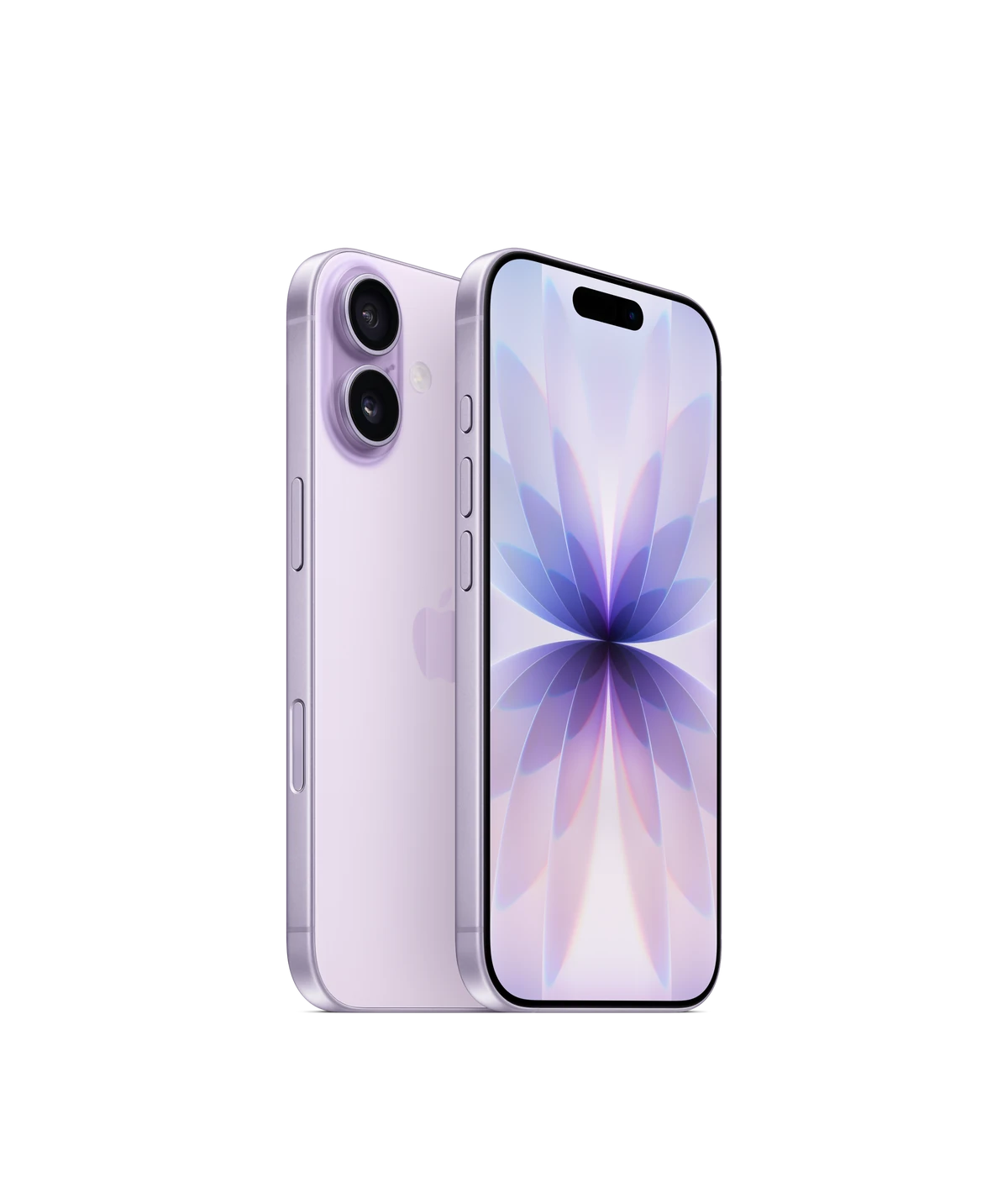 iPhone 17 en Lavender, vista frontal y trasera con sus dos cámaras